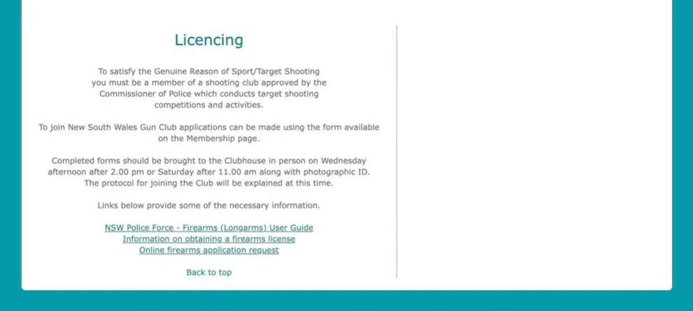 The previous Licencing page.