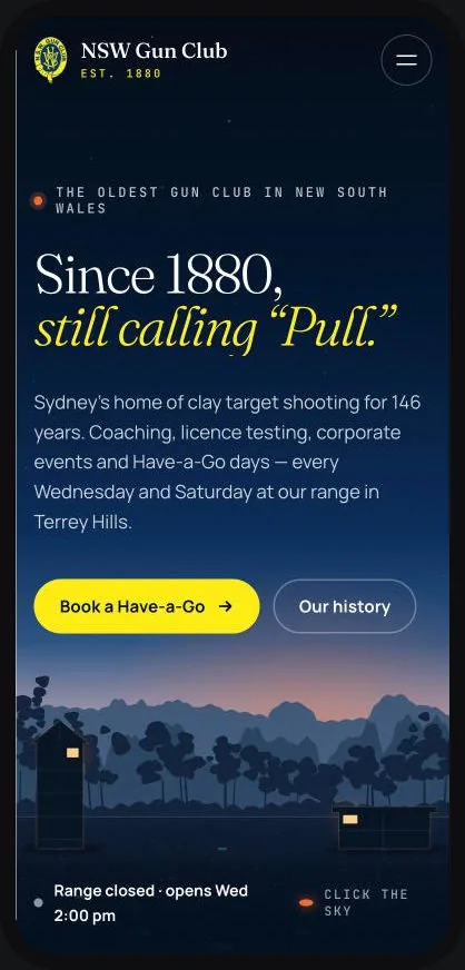 The new homepage on a phone, with a Book a Have-a-Go button.