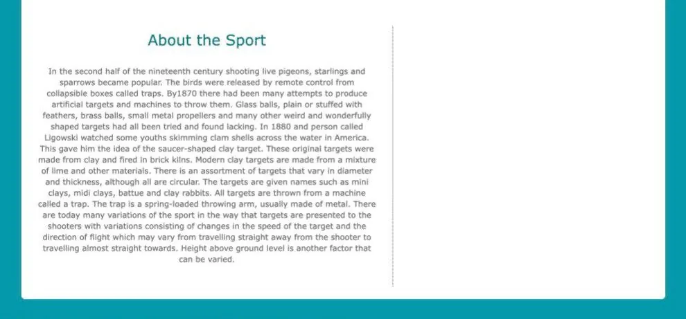 The previous About the Sport page.